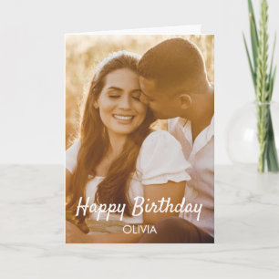 Carte Photo personnalisée moderne élégante Joyeux annive