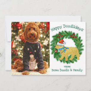 Carte Photo personnalisée Naughty Christmas Goldendoodle