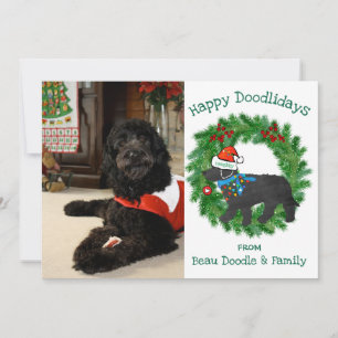 Carte Photo personnalisée Naughty Christmas Labradoodle