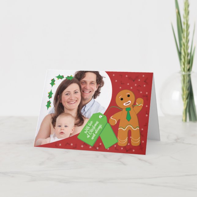 Carte Photo personnalisée Noël Homme en pain d'épices To (Devant)