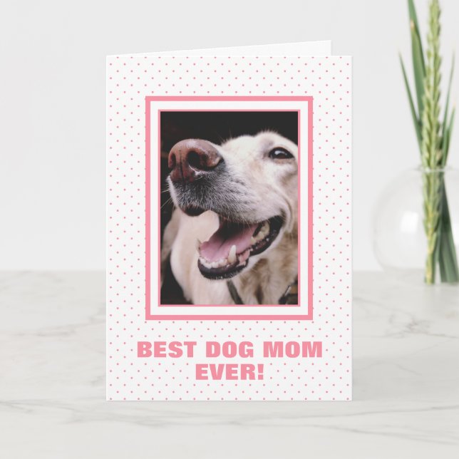 Carte Photo personnalisée Pink Polka Dot Chien Fête des  (Devant)