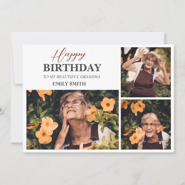 Carte Photo personnalisée simple anniversaire grand-mère (Devant)