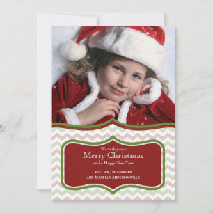Carte photo Plat Chic Rouge Et Vert Chevron