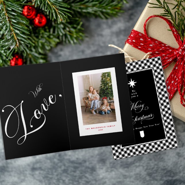 Carte Photo plié carreau de buffle Joyeux Noël (Créateur téléchargé)