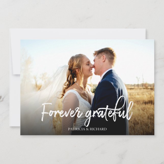 Carte Photo pour toujours Grateful Mariage Merci (Devant)