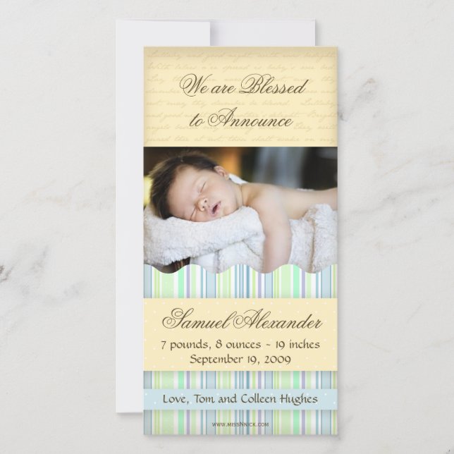 Carte photo rayé de bonbons : Garçon (Devant)