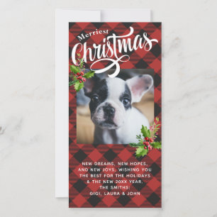 Carte photo Red Buffalo Plaid Christmas