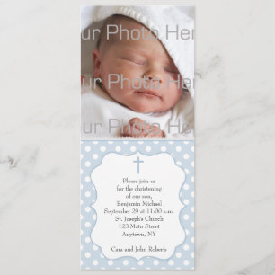 Carte photo religieux bleu de point de polka
