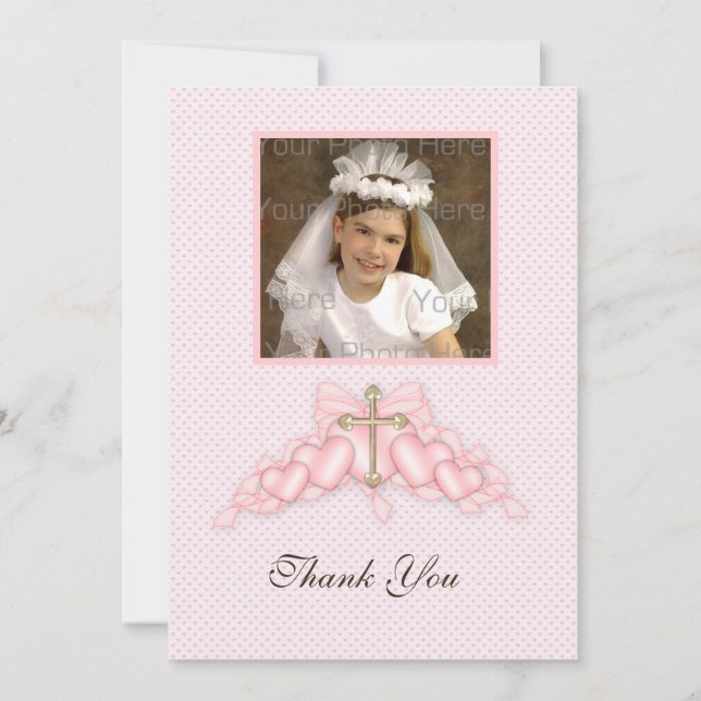 Carte photo religieux du Coeur rose (Devant)
