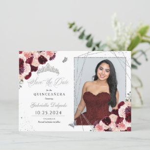 Carte photo Rose Bourgogne Quinceañera Enregistrer