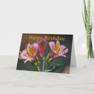 Carte Photo rose de joyeux anniversaire de lis d'Inca