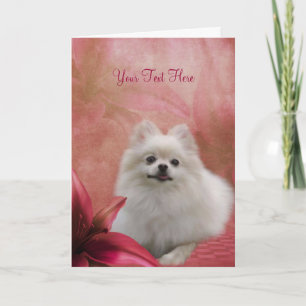 Carte photo rouge blanc d'art de chien de lis de