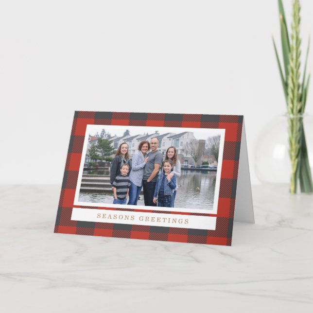 Carte photo rouge de vacances de plaid (Devant)