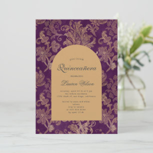 carte photo royal damassé violet quinceanera