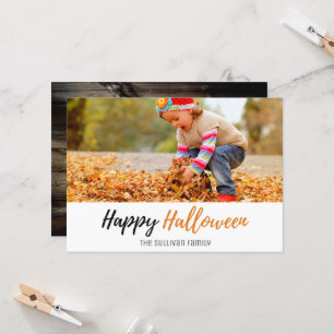 Carte photo rustique de Halloween de famille de