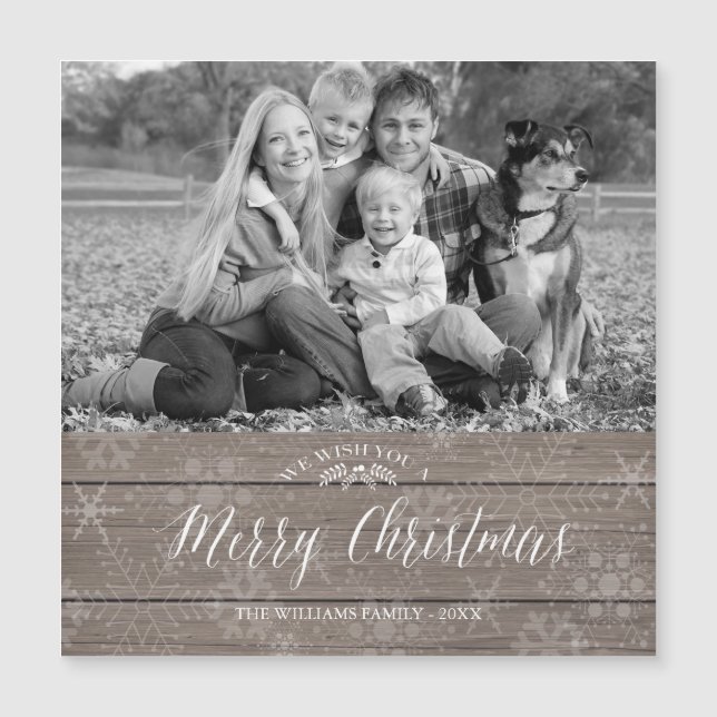 Carte photo rustique magnétique de Noël (Devant)