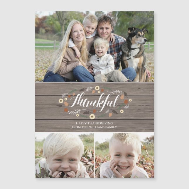 Carte photo rustique magnétique de thanksgiving (Devant)