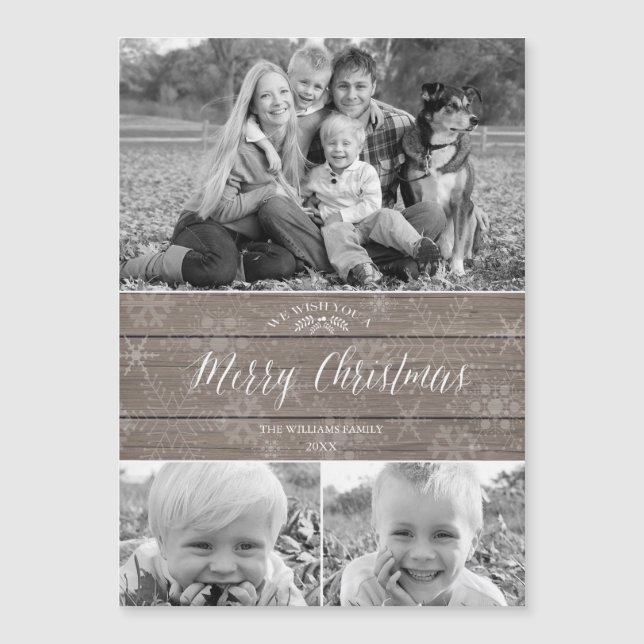 Carte photo rustique Noël-magnétique (Devant)