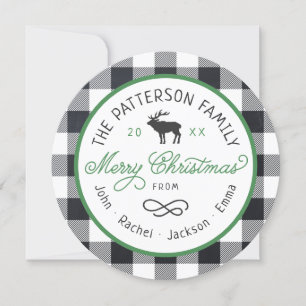 Carte photo Rustique Reindeer Round Christmas