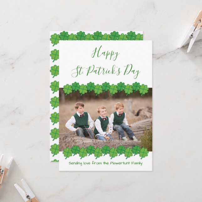 Carte Photo Saint Patrick’s Day (Devant/Arrière en situation)
