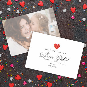 Carte Photo Serez-Vous Ma Fille Coeur Rouge