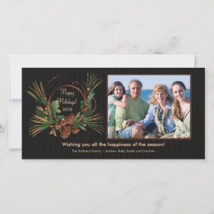 Carte photo stylish Pine Cone Wreath Holiday