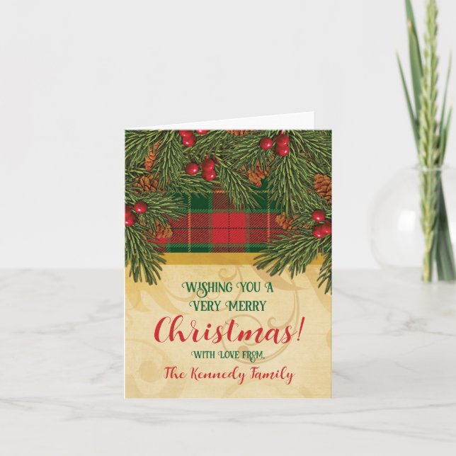 Carte Photo traditionnelle de Noël Tartan Plaid (Devant)