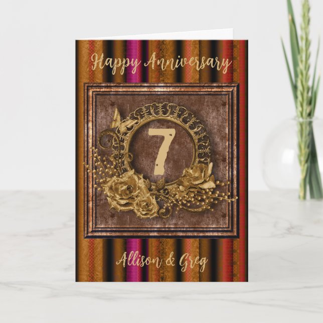Carte Photo traditionnelle du 7e anniversaire du cuivre (Devant)