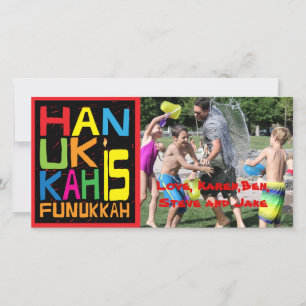 Carte photo/vierge de Hanoukka "Hanukkah est Funuk