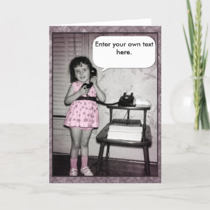 Carte Photo vintage de fille sur le texte de coutume de