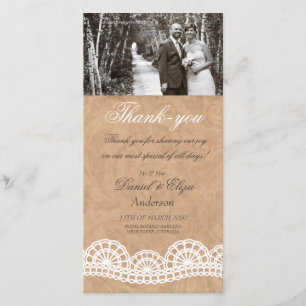 Carte photo vintage de Merci de mariage de