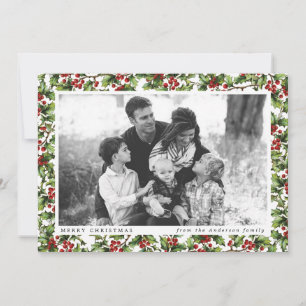 Carte photo vintage Holly Frame Christmas
