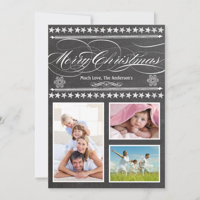 Carte photo vintage moderne Black et Red Chalkboar (Devant)