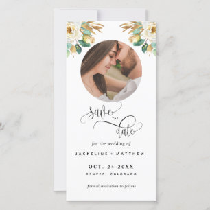 Carte Photo White Mustard Wedding Save The Date Signet