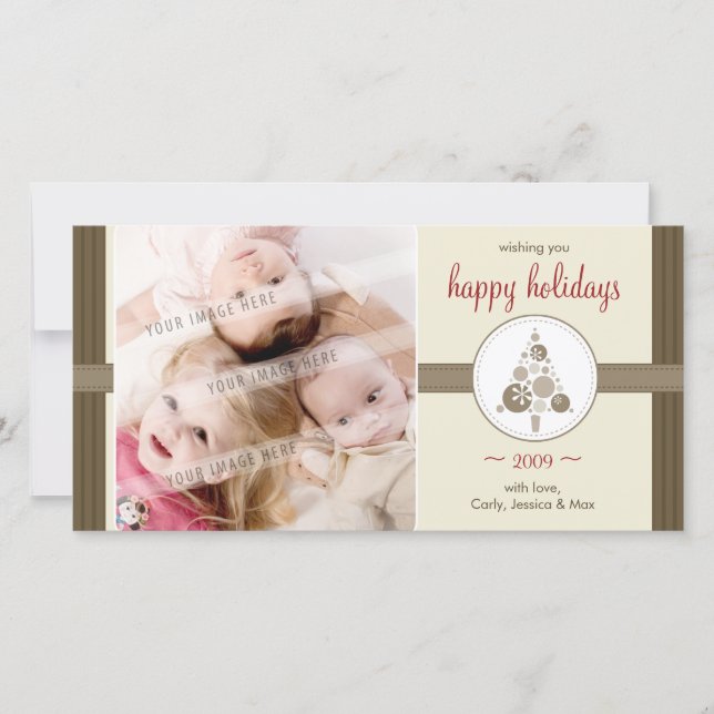 CARTE PHOTOCARD DE NOËL :: arbre à spotty moderne  (Devant)