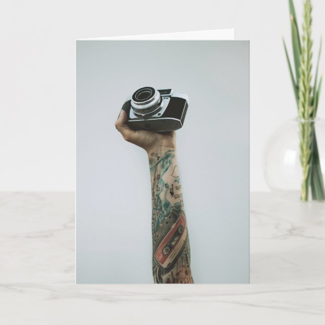 Carte Photographe tatoué L'image est tout Anniversaire (Devant)