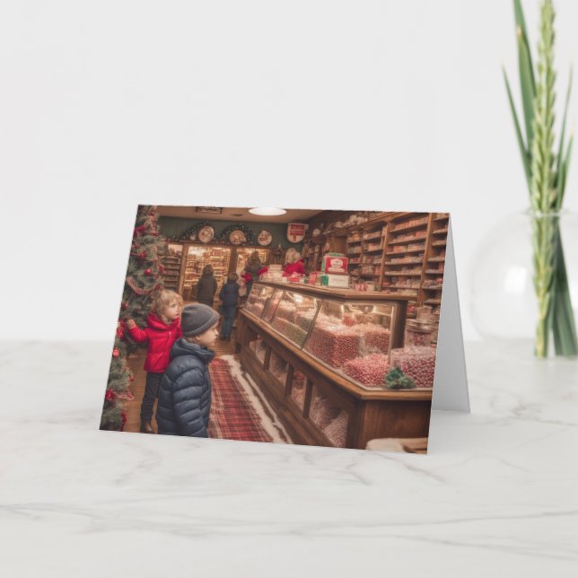 Carte Photographic bulk candy store at Christmas time (Devant)