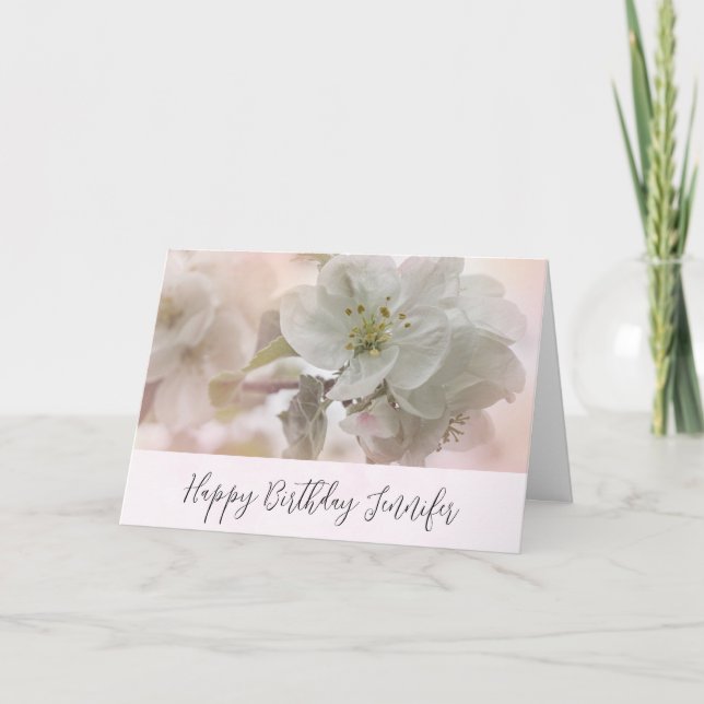 Carte Photographie d'anniversaire de Fleur de Pommier Bl (Devant)