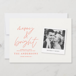 Carte Photographie de script moderne joyeuse & noël lumi