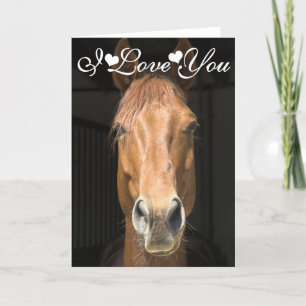 Carte Photographie de Visage de Cheval Je T'Aime