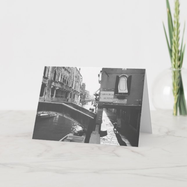 Carte Photographie noir et blanc Venise Italie Canal (Devant)