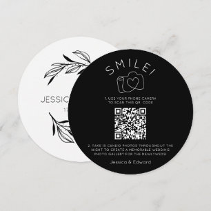 Carte Photos mémorables Qr Code Black Chic Modern Mariag