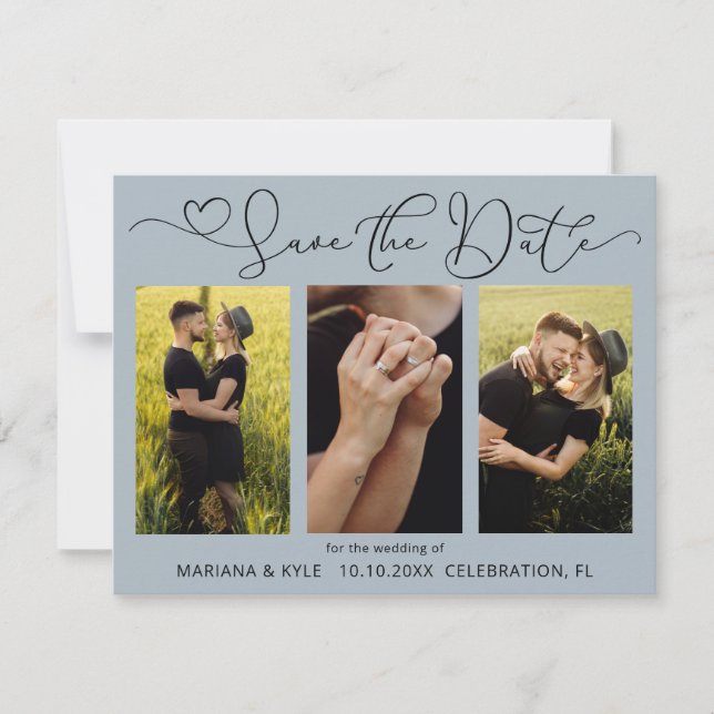 Carte Photos modernes Mariage Enregistrer la date (Devant)