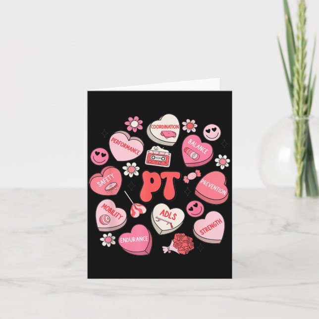 Carte Physical Therapy Groovy Valentine's Day Heart Cand (Devant)