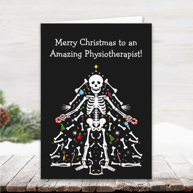 Carte Physiotherapist Merry Christmas Tree Skeleton (Créateur téléchargé)