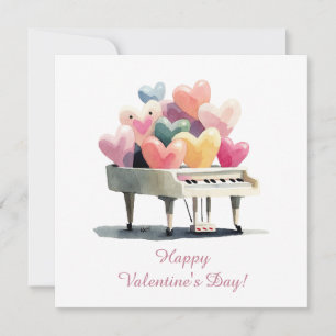 Carte Piano de l'amour Saint Valentin cœurs