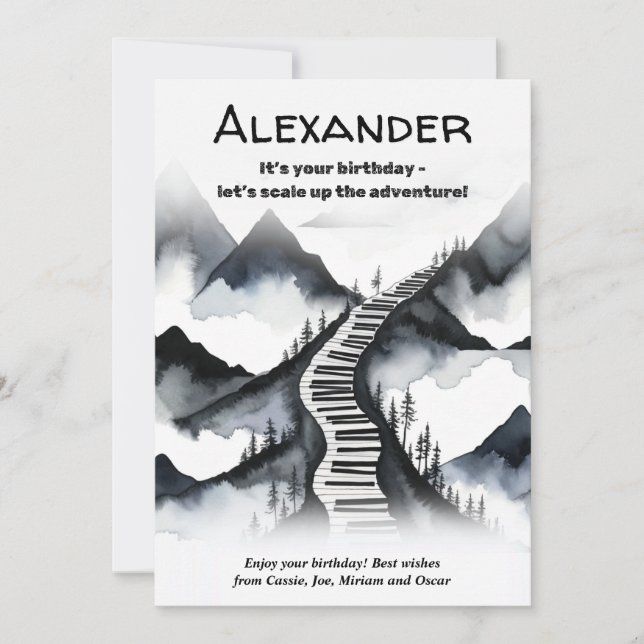 Carte Piano Keys Music Mountains Keyboard Climat Anniver (Devant)