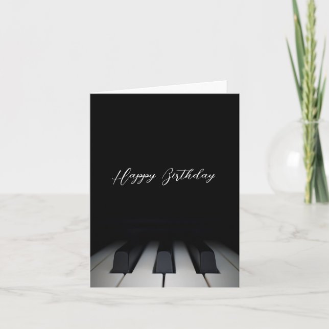 Carte Piano noir moderne joyeux anniversaire (Devant)