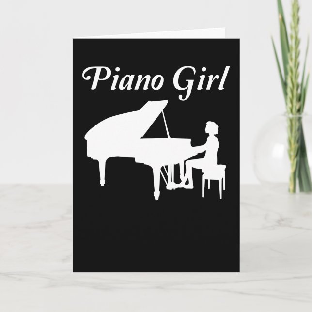 Carte Piano Player Grand Piano Piano Pianist Femmes Fill (Devant)