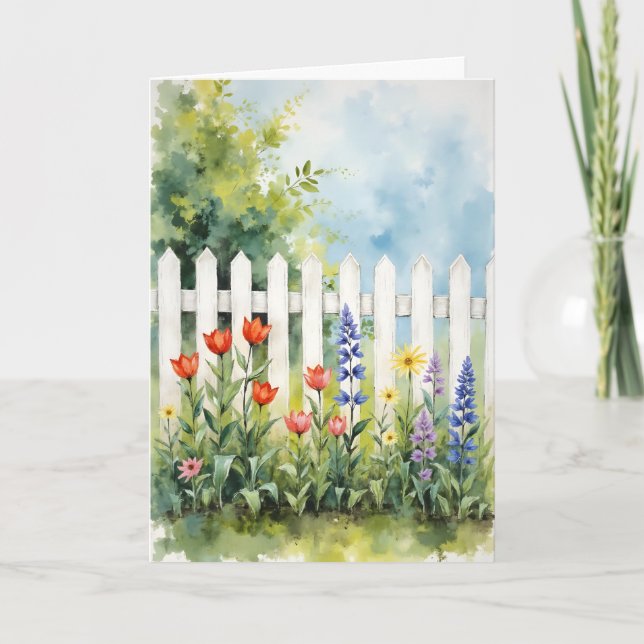 Carte Picket Fence with Flowers Sympathy (Devant)